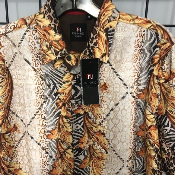 Deniko button down shirt multi color modern fit M - Picture 3 of 4